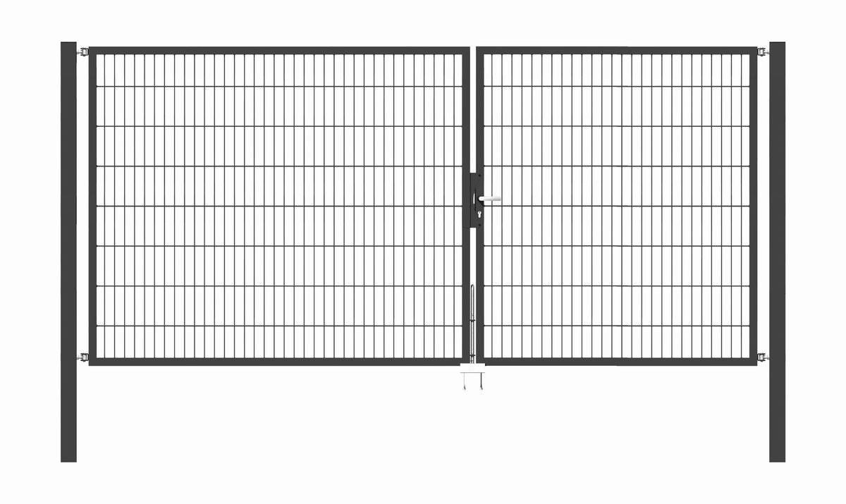 Alberts 648657 Dubbele poort Flexo met toebehoren, antraciet, breedte 350 cm, hoogte 160 cm