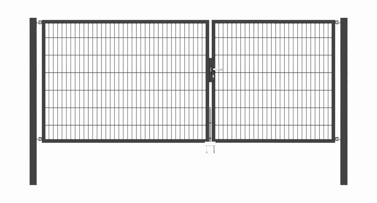 Alberts 648640 Dubbele poort Flexo met toebehoren, antraciet, breedte 350 cm, hoogte 140 cm