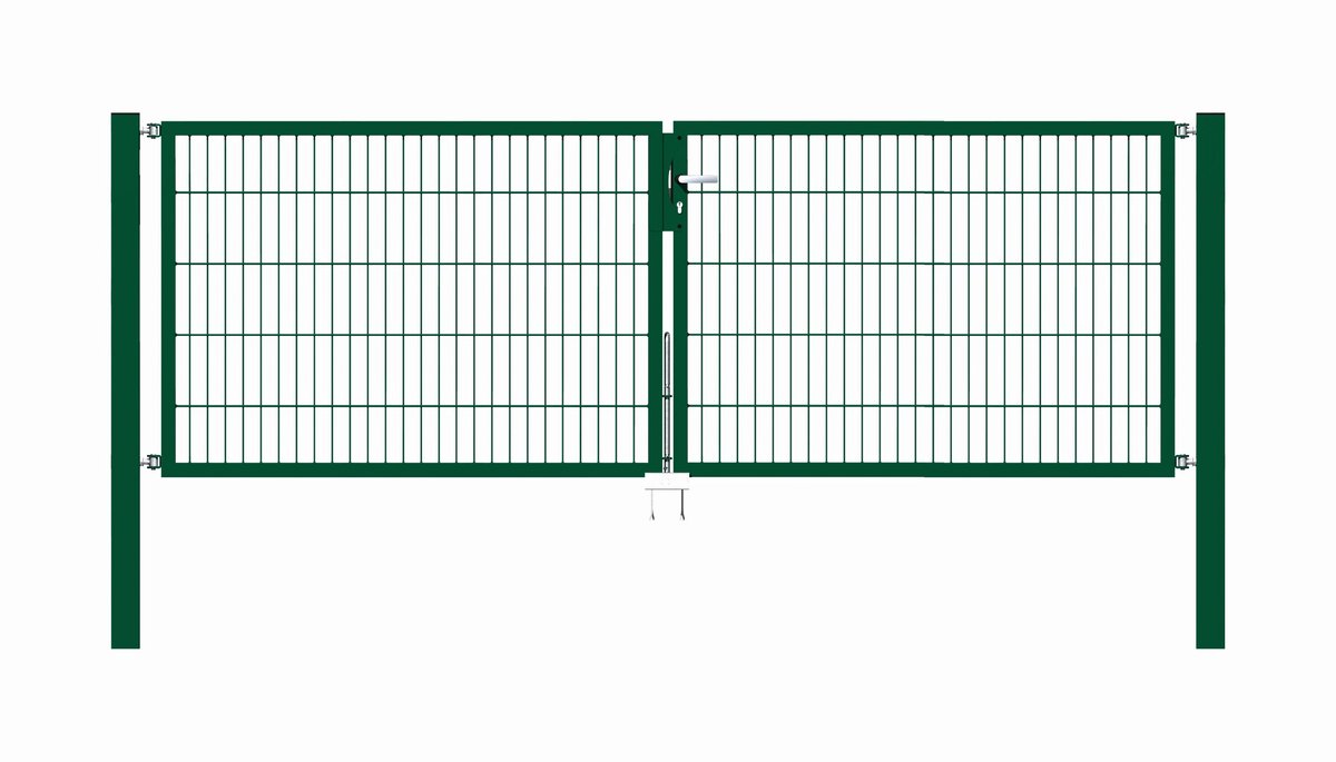 Alberts 649043 Dubbele poort Flexo met toebehoren, groen, breedte 300 cm, hoogte 100 cm