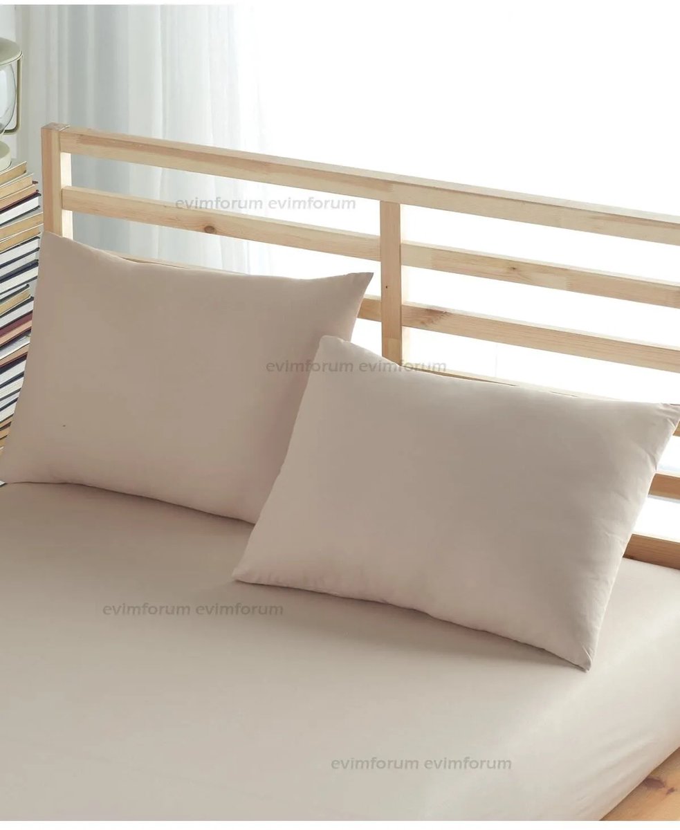 Kussenslopen – 100% Katoen – De Linde Home – Set van 2 – Zachte Kussenslopen – Beige – 60x70 cm – Ranforce Katoen – Zacht & Ademend – Perfecte Pasvorm – Hypoallergeen – Duurzaam – Stijlvol & Comfortabel