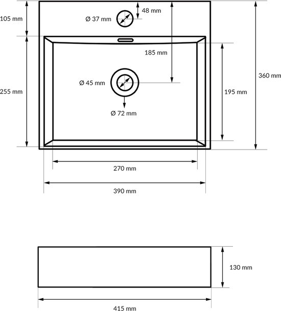 Lavabo 415 x 360 x 130 mm céramique blanc