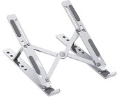 LURK® Laptop Standaard - Aluminium Laptop Verhoger - Verstelbaar en Opvouwbaar - Ergonomisch - 6 Instelhoeken - Laptophouder Zilverkleurig