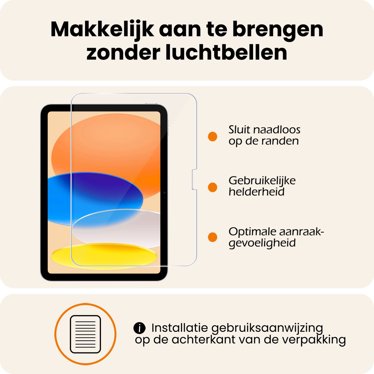 Nomfy gehard glas screenprotector voor Apple iPad A16 2025 11e generatie 11 inch, krasbestendig, helder - Afbeelding 3
