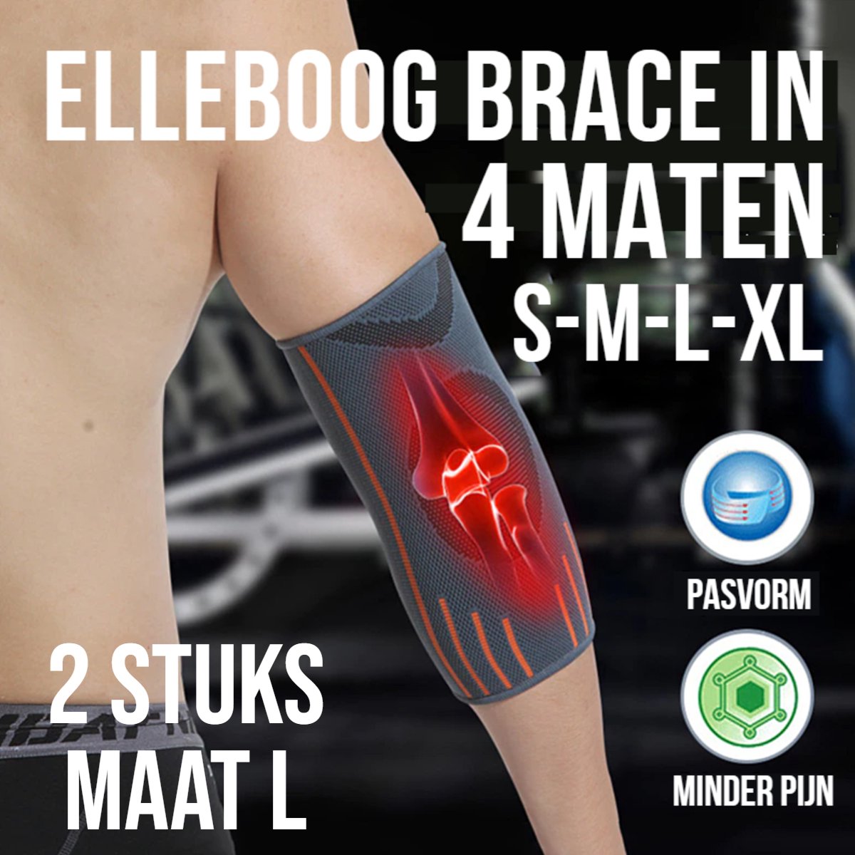 Allernieuwste.nl® 2 Stuks L Ademende Elleboog Arm Brace - Tennisarm Brace - Atrose Reuma Tennis arm Golf - Sportbrace - Elastisch - Keuze uit 4 Maten