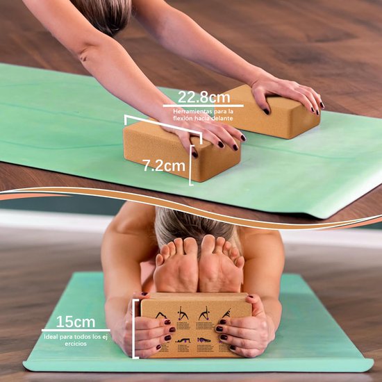 Cork Yoga Blocks 2 Pack Set -Natural Cork from Portugal, Yoga Blocks Non-Slip&Anti-Tilt for Women| Men, Lightweight, Odor-Resistant| Moisture-Proof, Perfect Yoga Equipment van Heathyoga — afbeelding 3