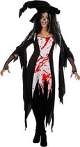 Wilbers & Wilbers - Heks & Spider Lady & Voodoo & Duistere Religie Kostuum - Bloedige Heks Bloody Mary - Vrouw - zwart - Maat 34 - Halloween - Verkleedkleding