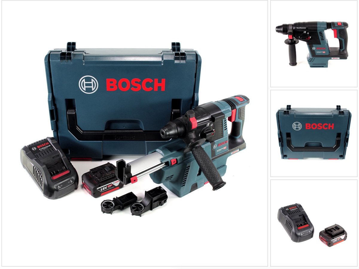 Bosch GBH 18 V-26 accuklopboormachine 18V SDS-Plus 2.6J + stofafzuiger + 1x accu 5.0Ah + lader + L-Boxx