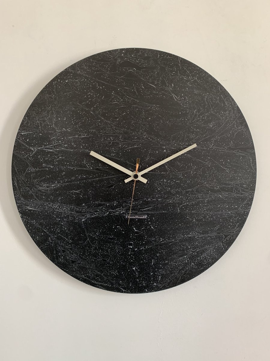 ChantalBrandO Wandklok BRETAGNE BLACK XL Modern Industrieel Design