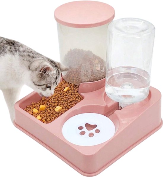 Distributeur automatique de nourriture et d'eau pour animaux de compagnie S&E – Combinaison de bol de Mangeoires et d'eau – Convient aux chats et aux chiens –