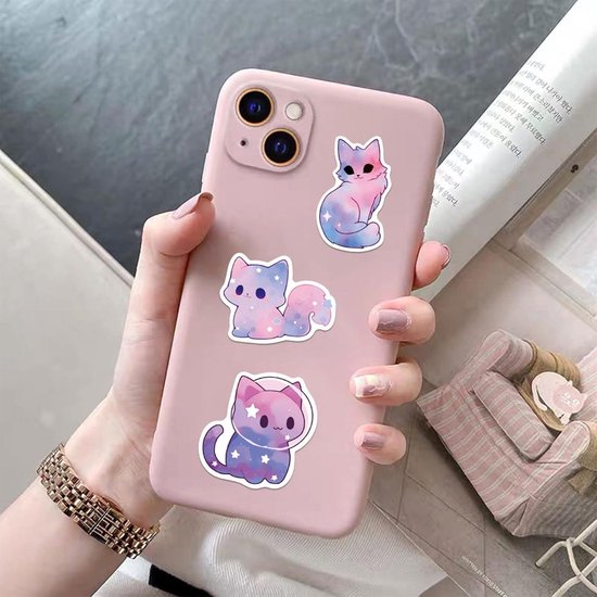 Schattige kattenstickers, 500 stickers, schattige cartoon-zwarte kattenstickers, kattenrol, mooi design en levendige uitdrukkingen, voor brieven, flessen, laptops, dagboeken