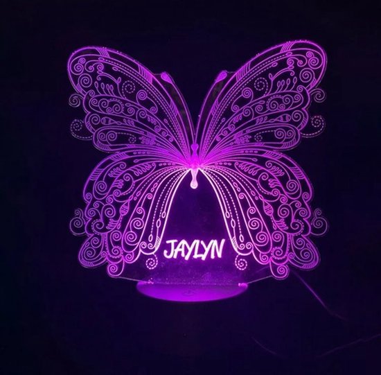 Vlinder lamp met naam - lamp - cadeau - gepesonaliseerd - slaapkamer