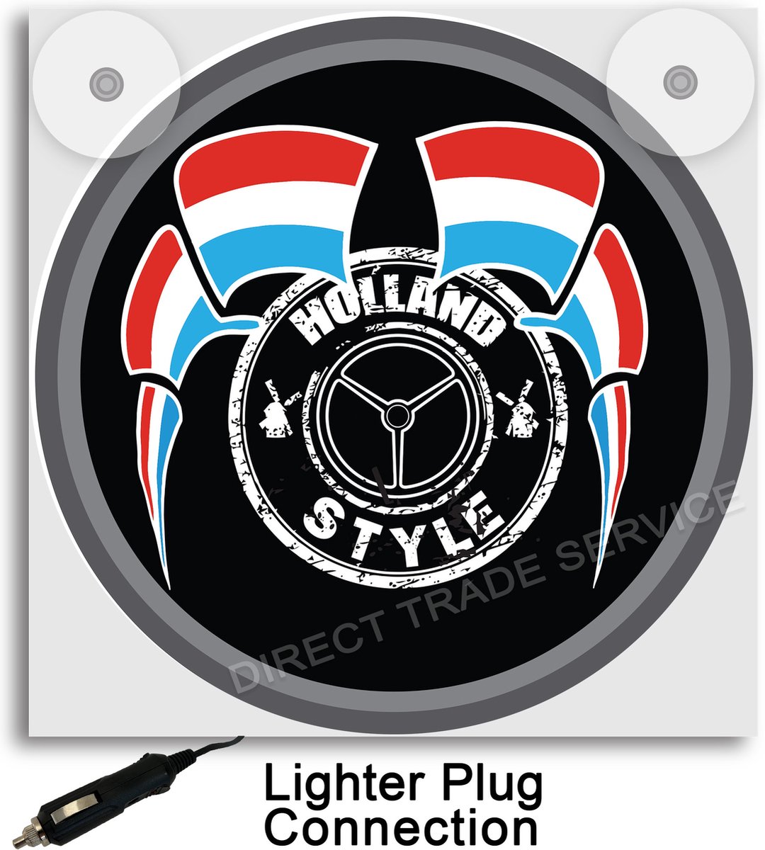 Lichtbakje Deluxe Holland Style flags met aanstekerplug