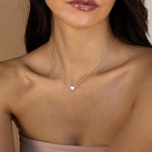 Dear Lune - Collier Coeur - Couleur Argent - Forme Plate - Design Minimaliste - Bijoux pour Cheveux - Cadeau Amour & Saint Valentin