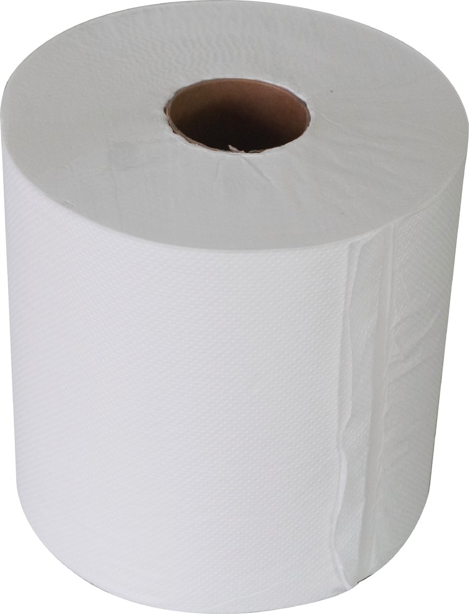 Hynex Handdoekrol - Centerfeed Wit - Hygiene papier - Poetspapier - Poetsrol - 1-laag - ø19cm - 300mtr - 6 rollen per doos