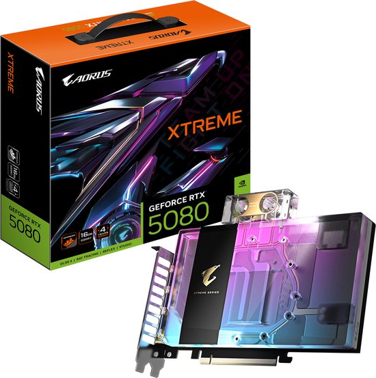 NVIDIA GeForce RTX 5080 16GB GDDR7 – Watergekoeld (PCIe 5.0, HDMI 2.1, DP 2.1)