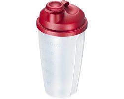 Westmark Dressingshaker/mixbeker met maataanduiding, verwijderbare mengschijf en afsluitbare schenktuit, inhoud: 0,5 l, kunststof, BPA-vrij, Mixery, kleur: doorzichtig/rood, 2435227R