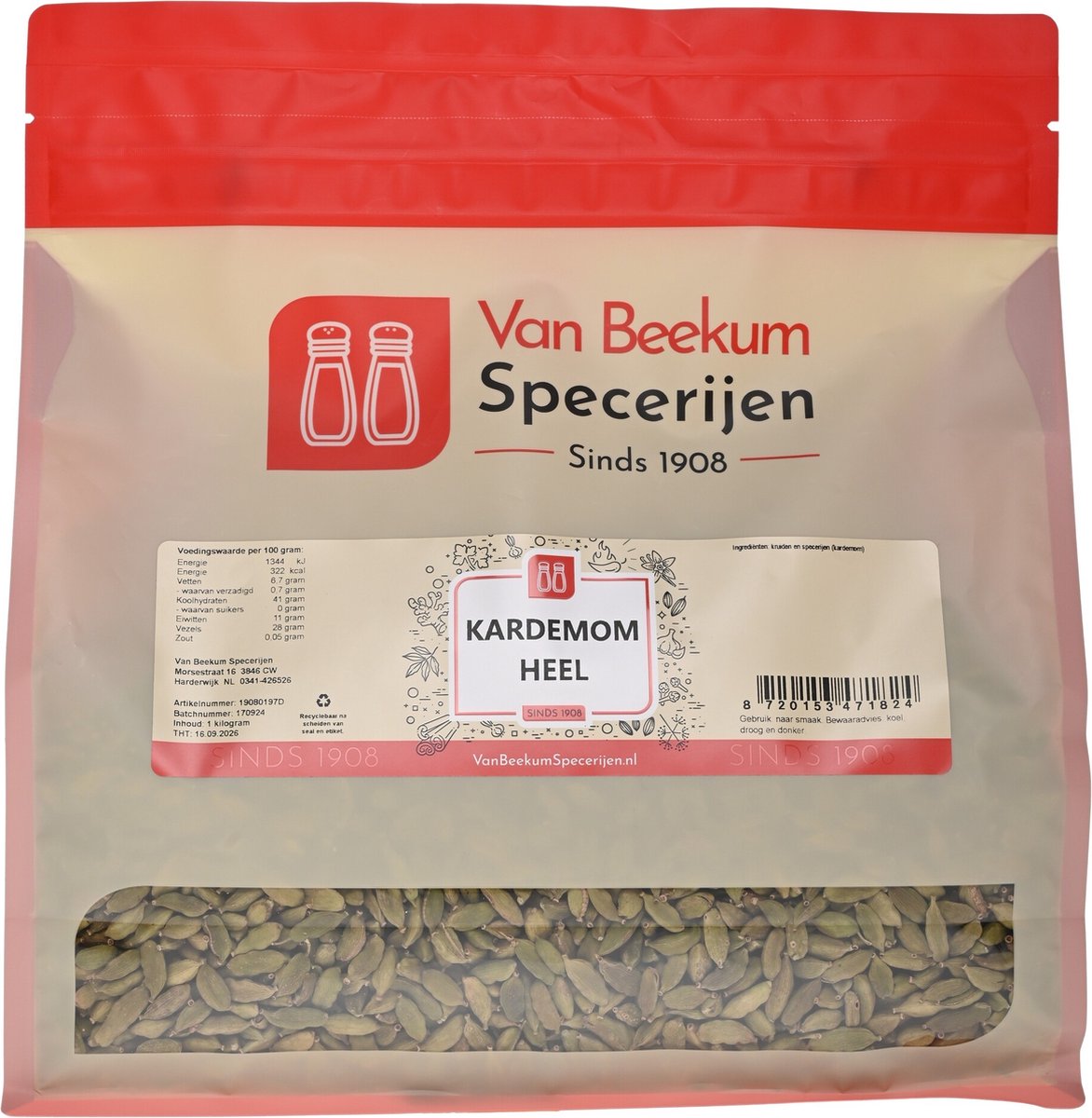 Goedkoopste Van Beekum Specerijen - Kardemom Heel - 1 kilo (hersluitbare stazak