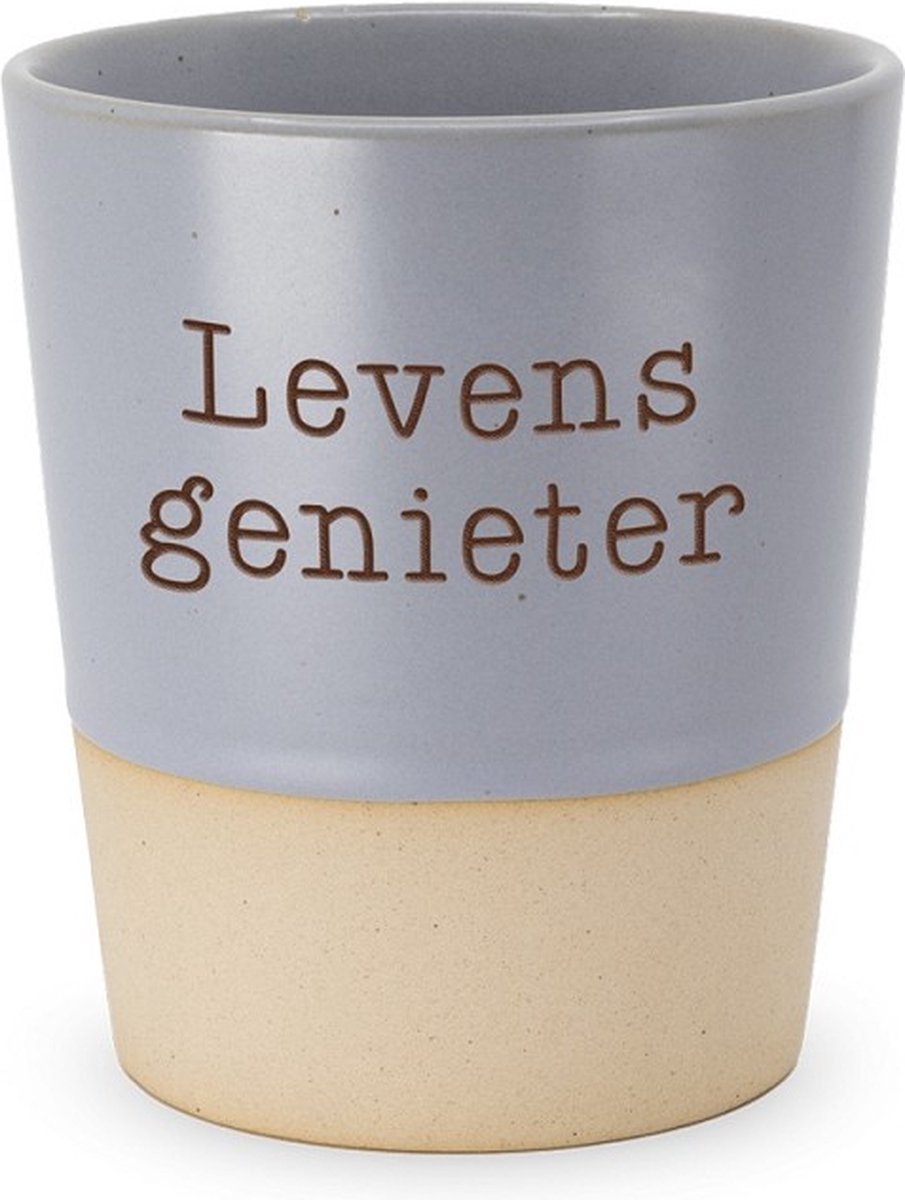 Mok - Beker - Koffie - Levensgenieter - Keramiek - lint: "Speciaal voor jou" - Cadeauverpakking