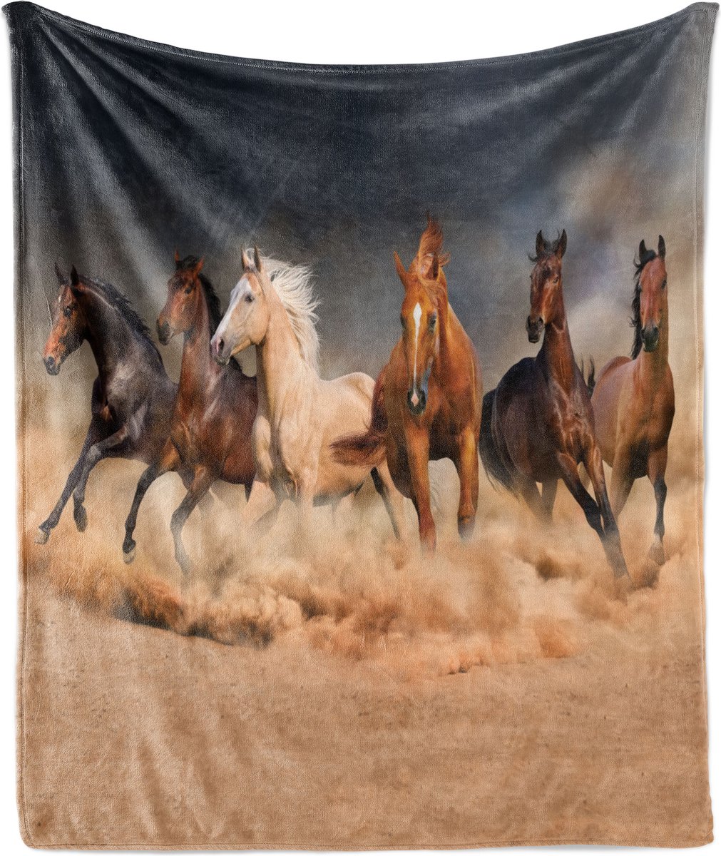 New Bed Paard Paardachtige Themed Dieren Zachte Flanellen Fleece Deken, 175 cm x 230 cm