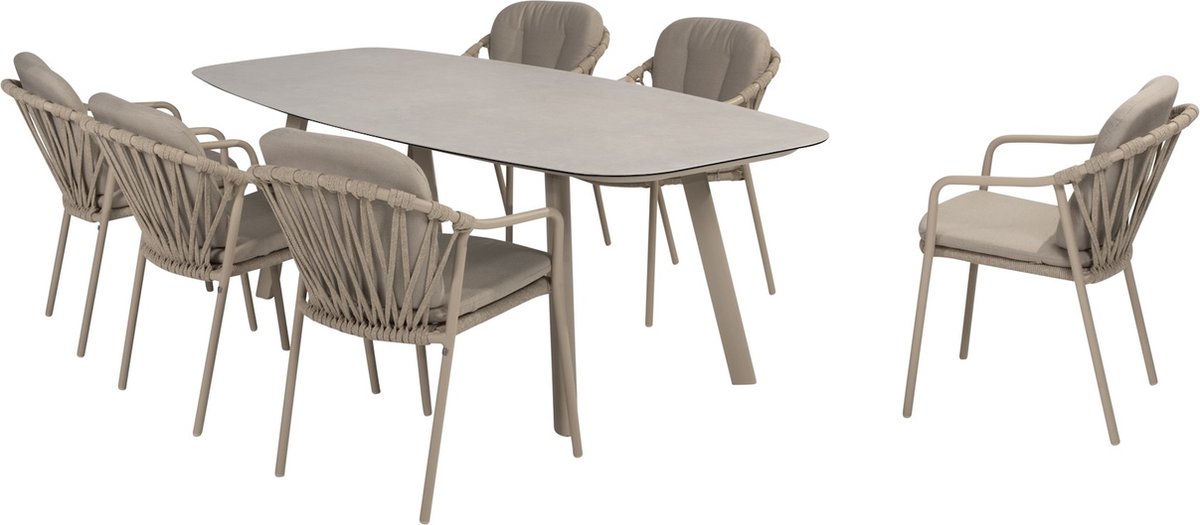 Manitoba Manolo dining tuinset 240x103xH75 cm 7 delig latte Taste 4SO