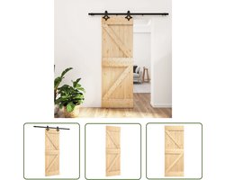 vidaXL Grenenhouten Deur - Schuifdeur - Schuifdeur met beslag 70x210 cm massief grenenhout - Massieve Deur - Zwarte Hardware - Schuifdeursysteem