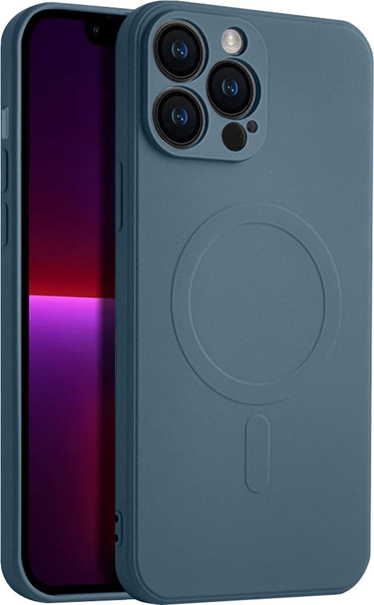 Casify Siliconen Hoesje geschikt voor MagSafe iPhone 13 Pro Max Hoesje - Blauw