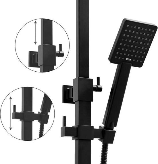 Viking Choice Doucheset Zwart met Regendouche 25cm & Thermostaatkraan - Energiebesparend