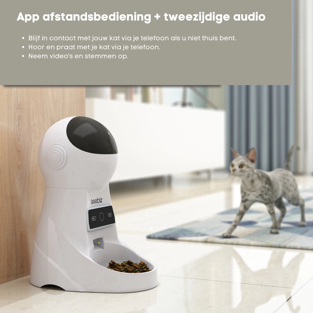 Happiq Bolt Edge Automatische Voerbak voor Katten - Wit - afbeelding 3