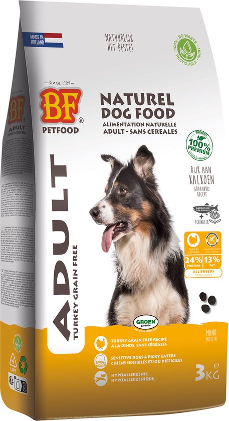BF Petfood Adult Graanvrij Hondenvoer Kalkoen - 3 kg