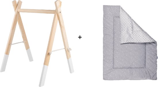 Novéy - Boxkleed 75x95 cm - Sterren - Grijs - Beige - Baby - Speelkleed
