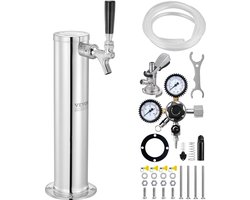 VEVOR Kegerator Tower Kit, Single Tap Beer Conversion Kit, Roestvrijstalen Vat Biertorendispenser met Dubbele Meter W21.8 Regelaar en A-Systeem Vatkoppeling, Bierlekbak voor Thuisfeest