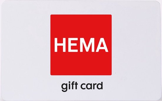 Hema cadeaubon met rood Hema logo en de tekst "gift card".