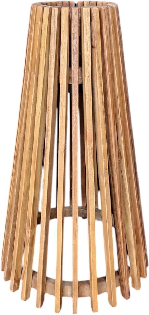 Teakhouten Hanglamp Hoge Kegel | Handgemaakt Naturel Hout | Woonkamer, Hal & Eetkamer