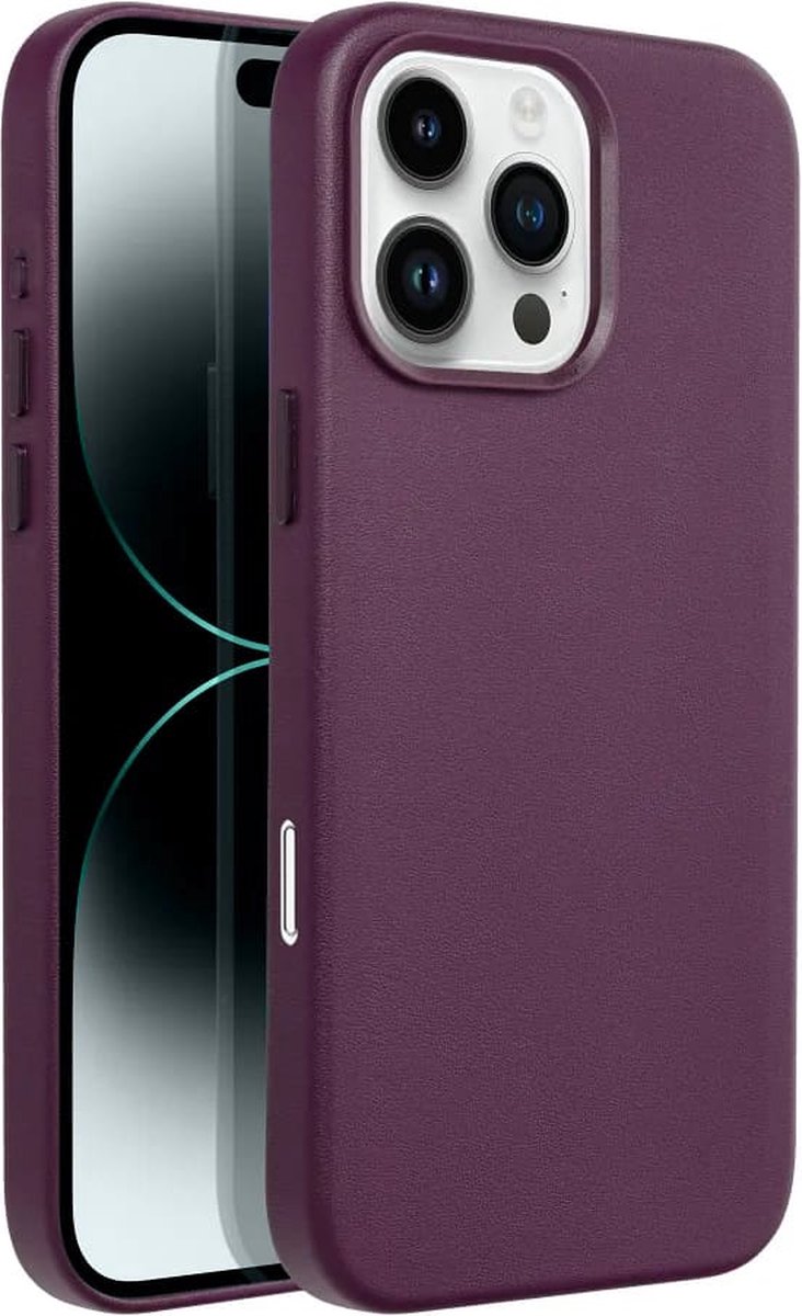 Casify Leren Hoesje geschikt voor MagSafe iPhone 16 Pro Max Hoesje - Donkerpaars