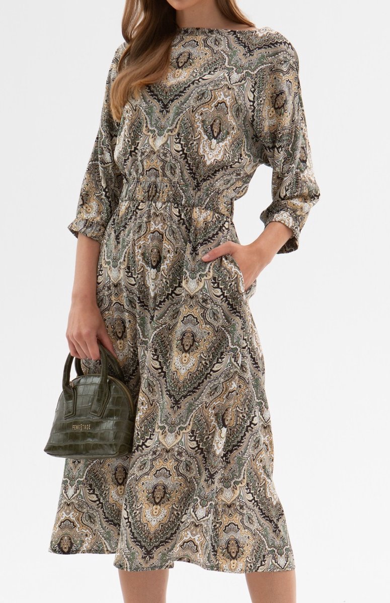 Dames jurk | Viscose | Khaki | Maat 38/M
