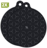 HI NATURE™ Inductie Beschermer set 2 Stuks - Inductie mat - Pannenonderzetter - Hittebestendig - Panbeschermers - Onderzetters Pannen - Inductie Afdekplaat - Afdekplaat Voor Kookplaat - Inductie Matjes Rond 24cm - 100% BPA Vrie (Zwart)