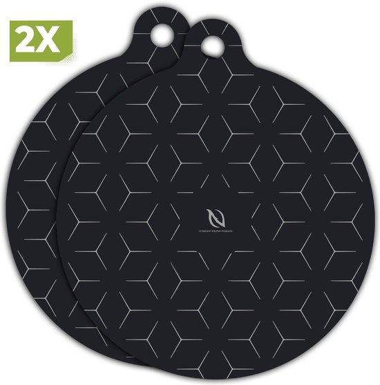 HI NATURE™ Inductie Beschermer set 2 Stuks - Inductie mat - Pannenonderzetter - Hittebestendig - Panbeschermers - Onderzetters Pannen - Inductie Afdekplaat - Afdekplaat Voor Kookplaat - Inductie Matjes Rond 24cm - 100% BPA Vrie (Zwart)