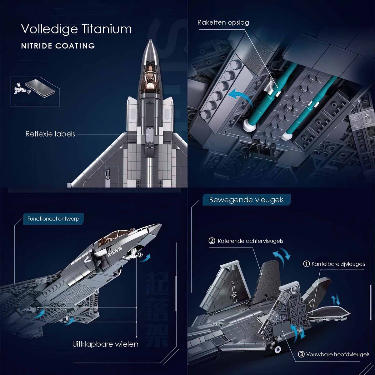 Sluban - J35S Straaljager met LED verlichtingen | WW2 army luchtmacht | Technic creator ideas educatief leger speelgoed | Expert bouwpakketten voor volwassenen | Classic icons vliegtuig modelbouw | 838 bloks — afbeelding 3