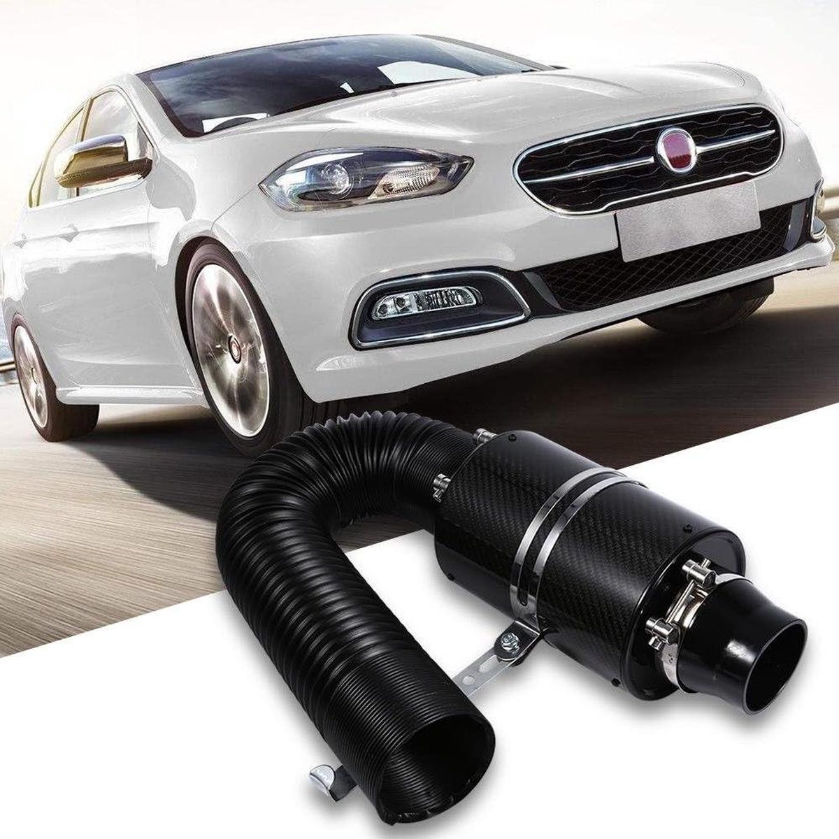 3 inch sportluchtfilterset - Carbon Dynamic Airbox - universeel - 33 x 13 cm zwart .