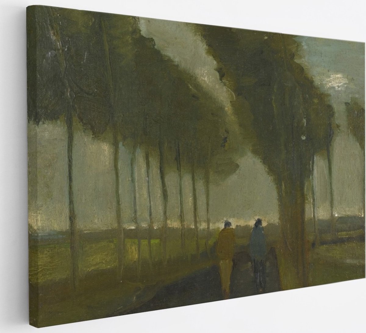 Saammp Canvas Schilderij - De laan met twee wandelaars - Van Gogh - Oude Meesters - 30x20 - Foto op canvas - Wanddecoratie - muurdecoratie Woonkamer - Slaapkamer decoratie - Canvas Print Multicolor
