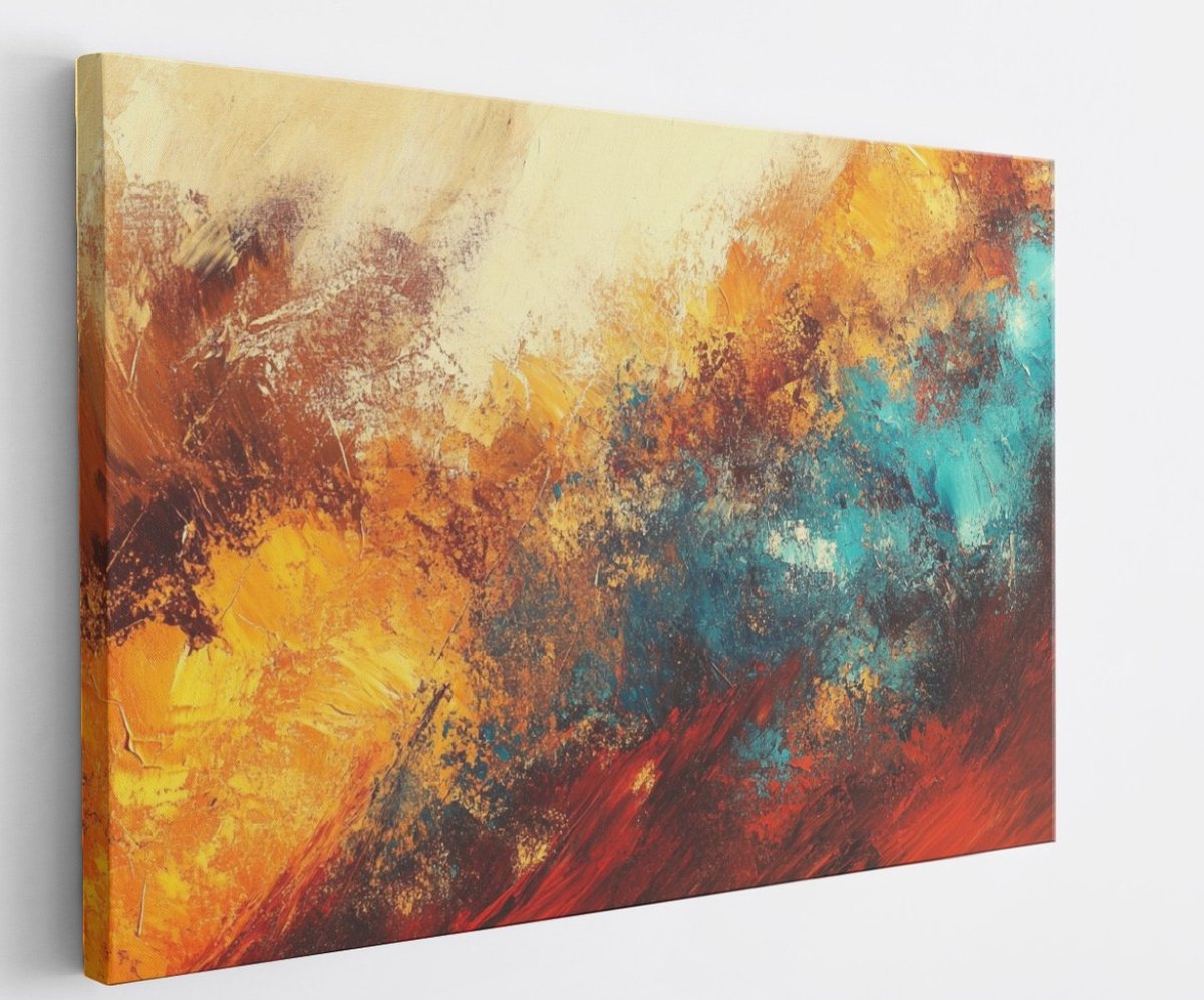 Saammp Canvas Schilderij -Kleurrijk Patroon - Abstract kunstwerk - 60x40 - Foto op canvas - Wanddecoratie - Muurdecoratie Woonkamer - Slaapkamer decoratie - Canvas Print Multicolor