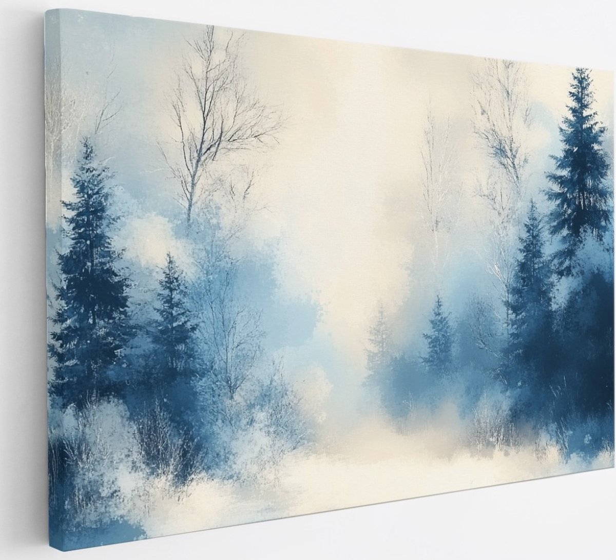 Saammp Canvas Schilderij - Abstract Winter Landschap - Natuur - 30x20 - Foto op canvas - Wanddecoratie - Muurdecoratie Woonkamer - Slaapkamer decoratie - Canvas Print Multicolor