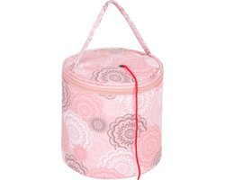 OUDE EAN - Mini Breitas - Wolhouder - Haaktas - Garenhouder - Garentas - Handwerktas - Roze Bloemen