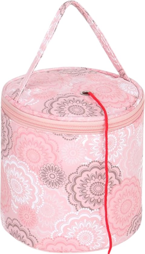 OUDE EAN - Mini Breitas - Wolhouder - Haaktas - Garenhouder - Garentas - Handwerktas - Roze Bloemen