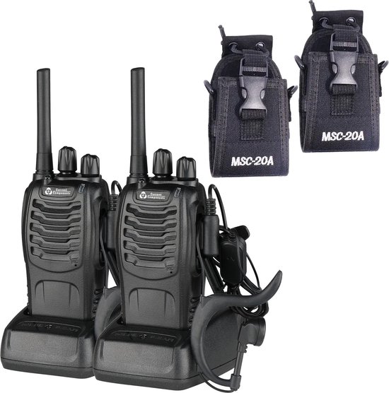 Composants actuels 88E - Radio bidirectionnelle 2 pièces - Talkie-walkie - Portée 5 km - PMR 446 Mhz - Avec lampe de poche LED - Étuis inclus