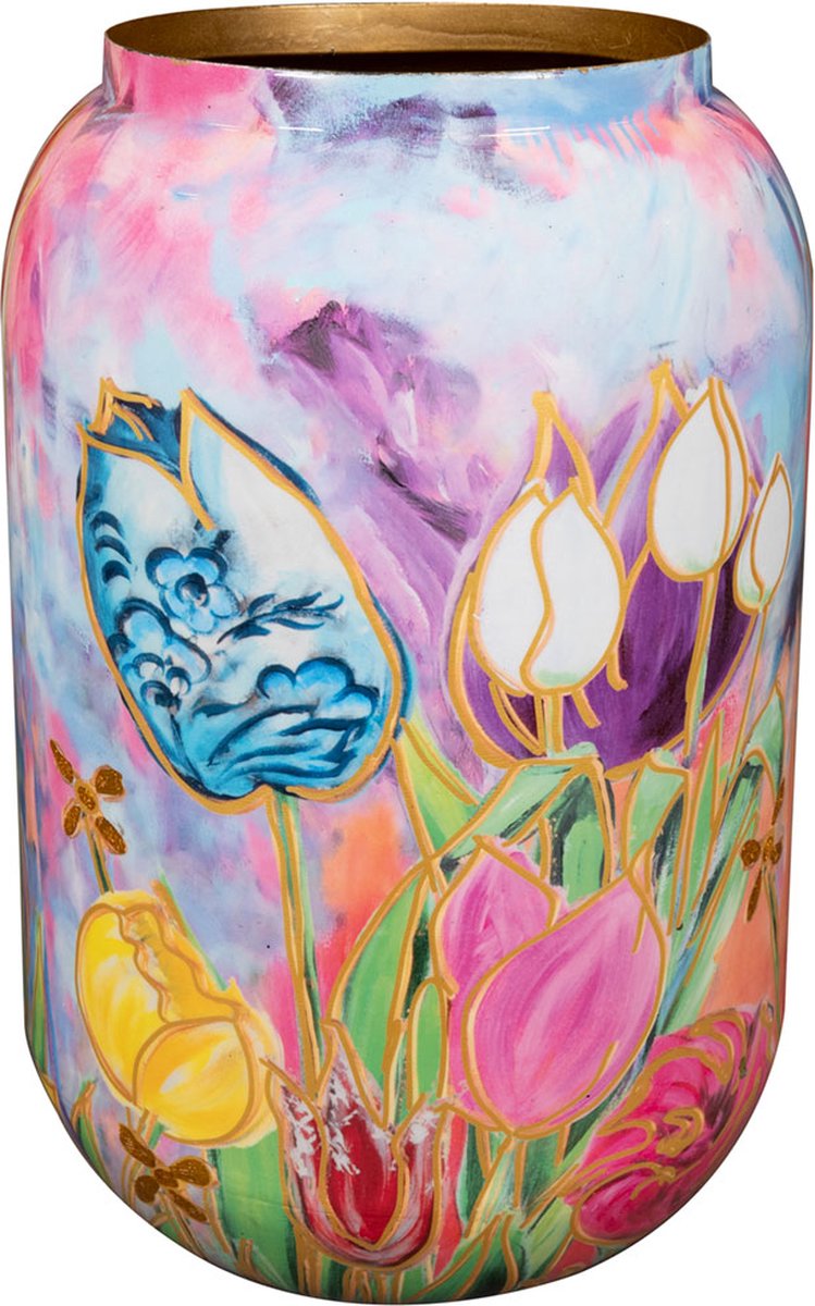 TS Collection - Vaas Dutch beauty spring - 30x42 - Metaal & Epoxy - Exclusieve woonitems voor binnen - Handgemaakt - Unieke print - Designed by Lammie