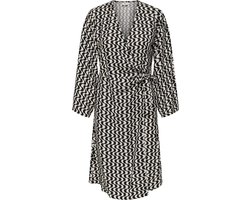 JDY JDYPEPPER 7/8 WRAP DRESS WVN DIA Dames Jurk - Black 01-25-33 Eggnog Waves