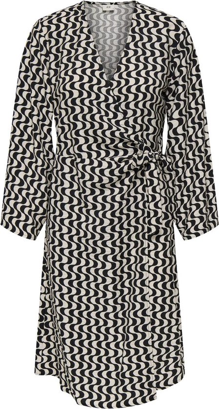 JDY JDYPEPPER 7/8 WRAP DRESS WVN DIA Dames Jurk - Black 01-25-33 Eggnog Waves