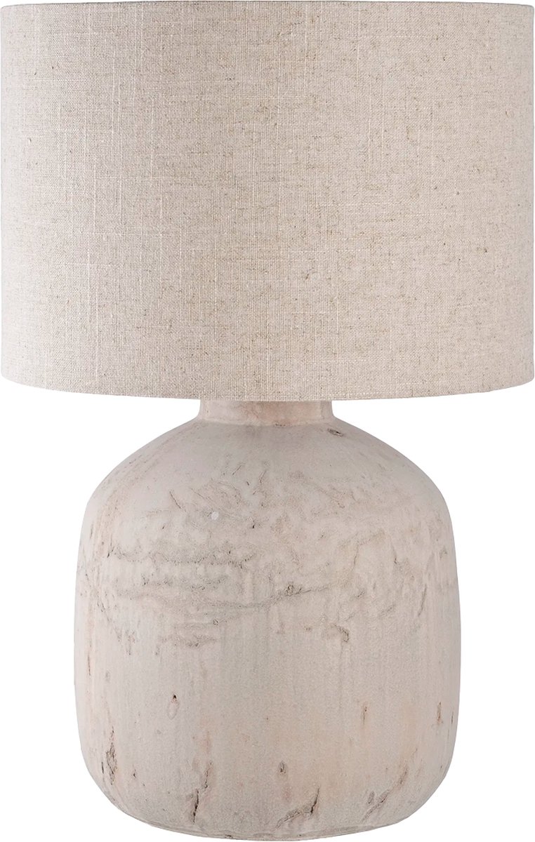Artichok Maxim Tafellamp - Keramiek - Steen - Inclusief Lampenkap - Nachtlamp - Woonkamer - Tafellamp Slaapkamer - Beige - Ø 30 x 46,5 cm