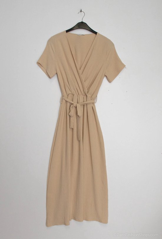 Dames wikkel jurk effen jurk Daisy beige maat S strandjurk